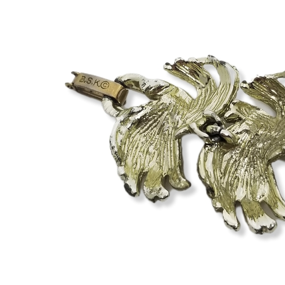 BSK VINTAGE MID CENTURY MODERN  SILVERTONED PANEL CHAIN STATEMENT BRACELET - Picture 9 of 9